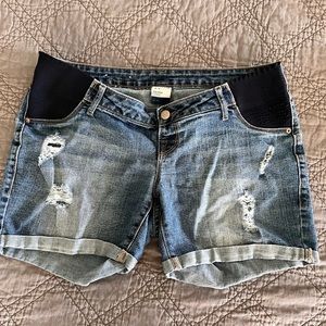 Old Navy distressed maternity denim shorts